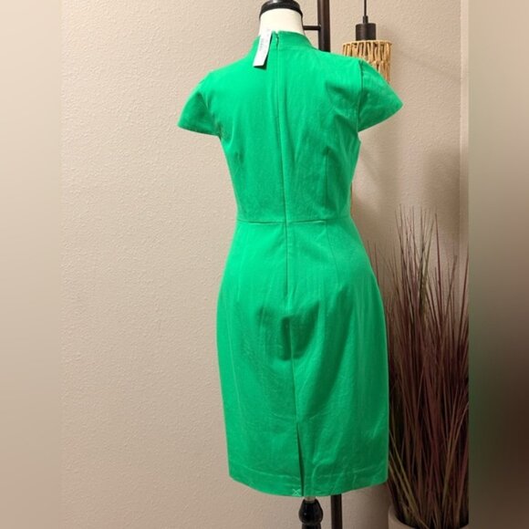 J Crew Dress Green Cap Sleeve V-Neck Sheath Size 6 - Picture 3 of 9